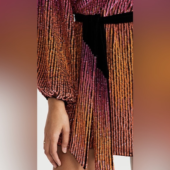 RETROFETE GABRIELLE SEQUIN OMBRE ROBE MINI DRESS WITH SLEEVES SIZE XL - Picture 10 of 16